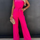 Ruffled Round Neck Cap Sleeve Jumpsuit