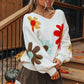 Cozy Floral V Neck Sweater in 2 Colors