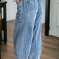 High Waist Paperbag Drawstring Barrel Jeans