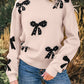 Classic Pearl Embellished Bow Knit Sweater