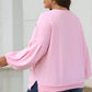 Embroidered Bow Lantern Sleeve Sweatshirt in 2 Colors (S - 3X)