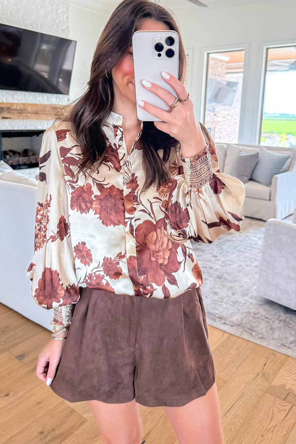 LaurenNichole Aura La’Vintage Floral Poet Sleeve Blouse – Romantic Button-Down Shirt