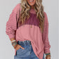 Casual Colorblock Striped Bishop Sleeve Shirt