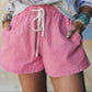 Sky Blue Stripe Drawstring Elastic Waist Casual Denim Shorts