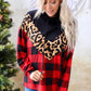 Chevron Plaid Leopard Turtleneck Sweatshirt