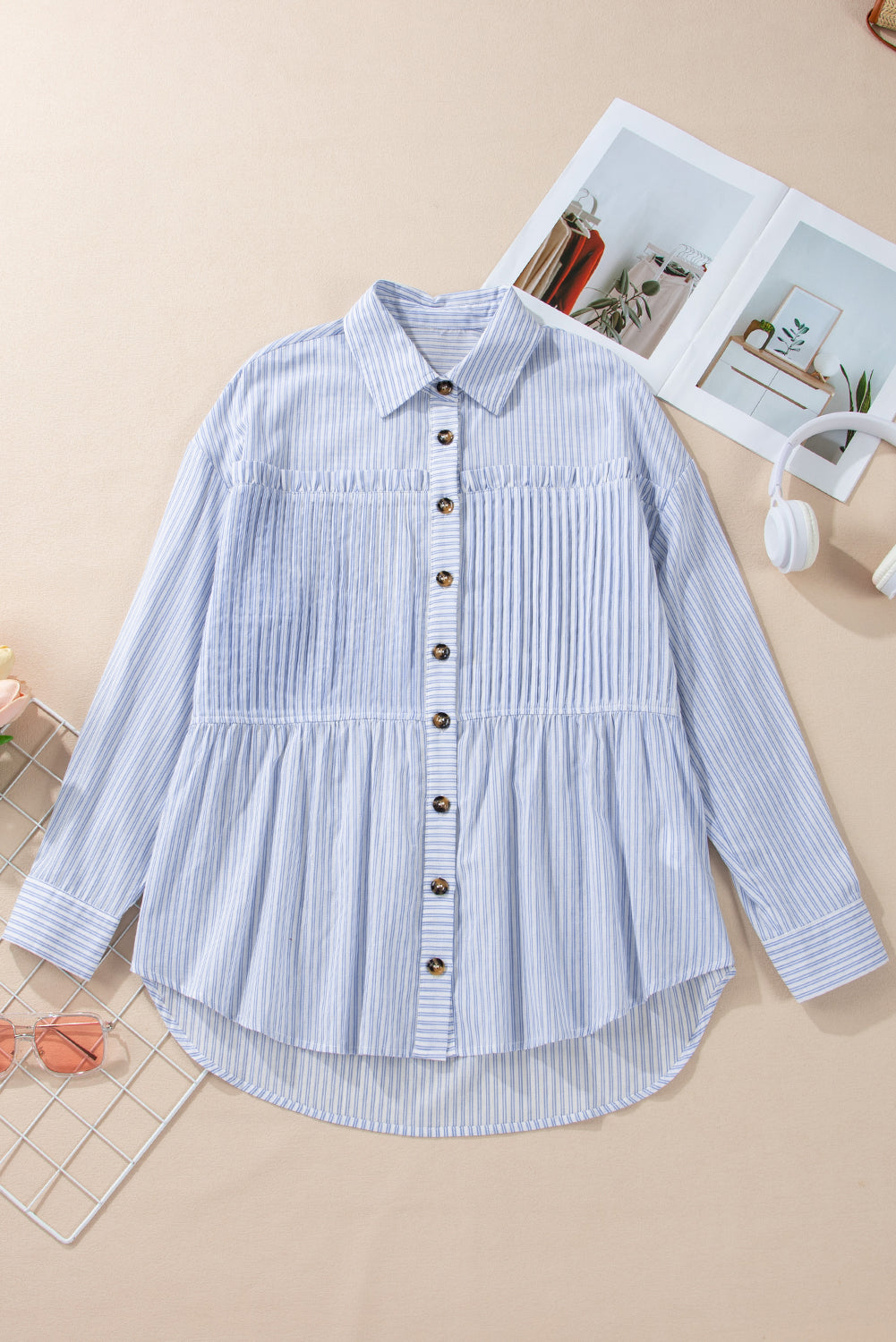 Classic Layered Pinstriped Button Down Shirt