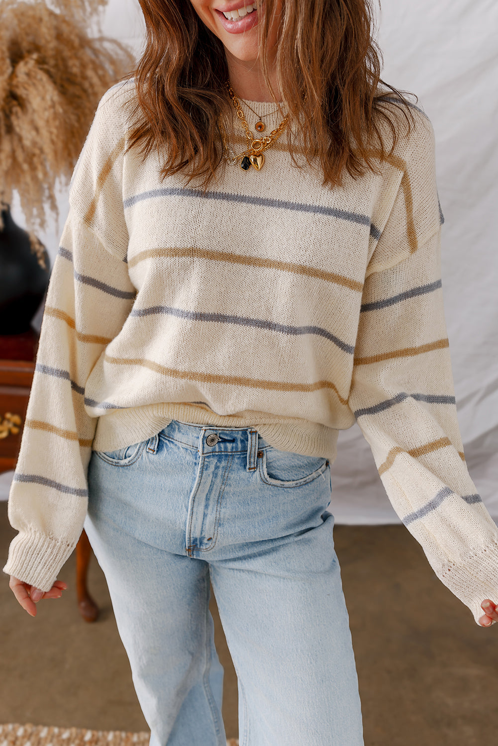 Cozy Knit Stripe Oversized Sweaters in 3 Colors
