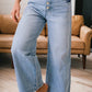 Comfy Multi Button Pinstripe Wide Leg Jeans (Size 4 - 16)