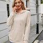 Ribbed Drawstring Long Sleeve Hoodie