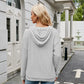 Ribbed Drawstring Long Sleeve Hoodie