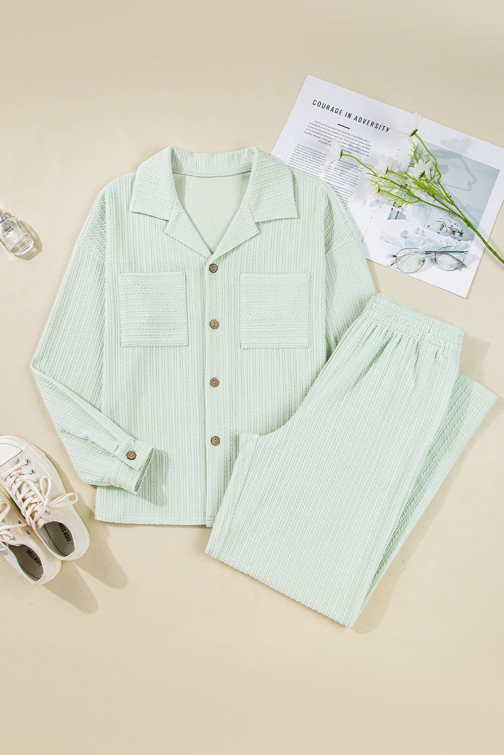 Ice Aqua Tailored Button-Down 2-Piece Daydream Outfit — our relaxed luxe style at LaurenNichole