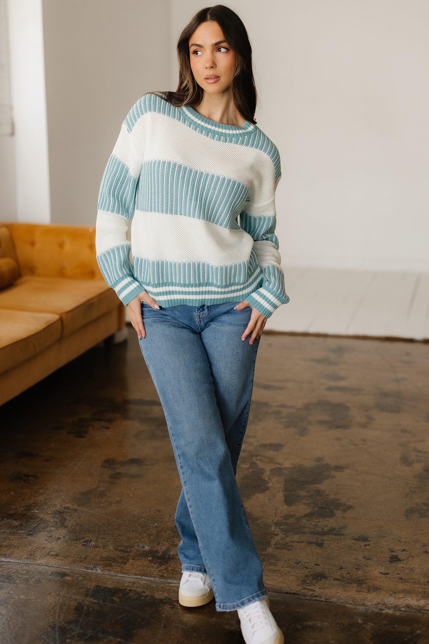 Comfy Stripped Patchwork Oversized Wide Sleeved Sweater in 3 Colors
