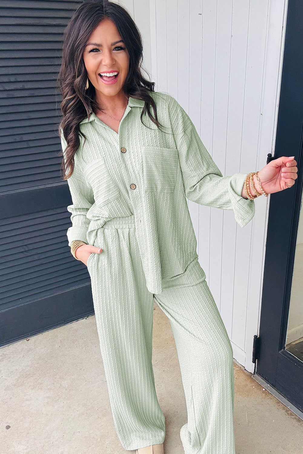 Ice Aqua Tailored Button-Down 2-Piece Daydream Outfit — our relaxed luxe style at LaurenNichole