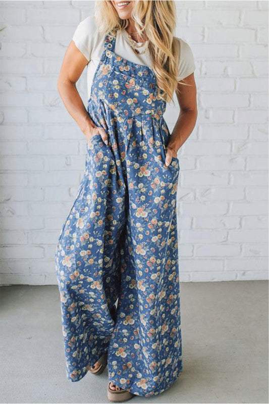 LaurenNichole Aura La’Vintage Floral Pleated Denim Overall Jumpsuit – Relaxed Vintage Fit