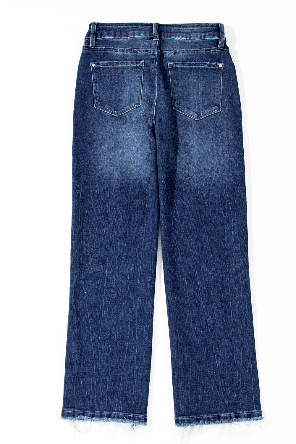 Mineral Washed Raw Hem High Waist Flared Jeans