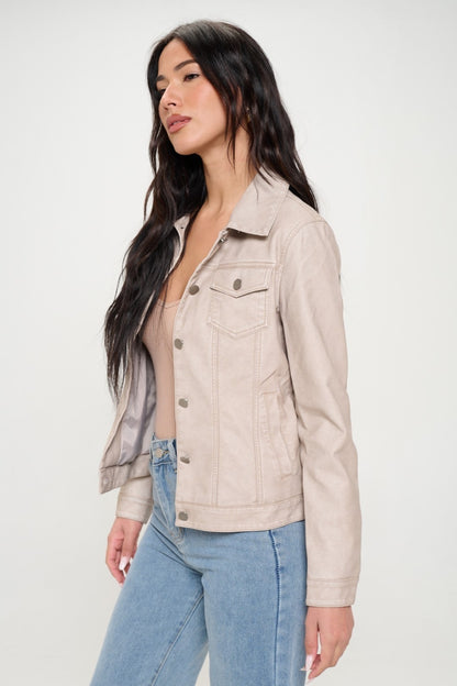 Classic Vegan Leather Cargo Shacket