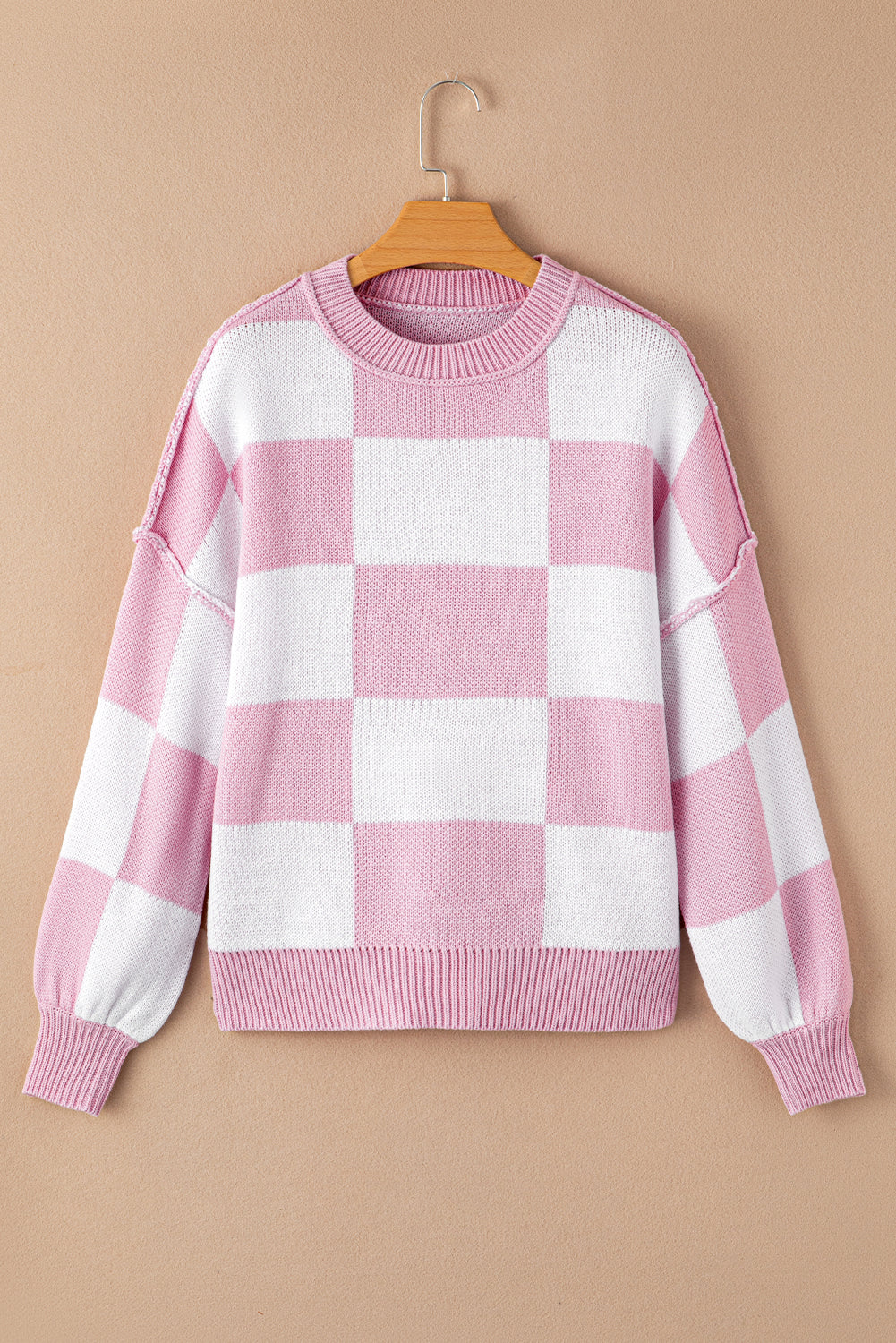 Cozy Checker Bishop Sleeve Sweaters  S - 2X in 3 Colors