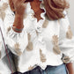 Ruffled Print V-Neck Blouse (S - 2X)