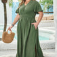 Classic Clover Shirred High Waist Maxi Dress (1X - 4X)