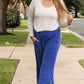 Corded Tie High Waist Wide Leg Pants (1X - 3X)