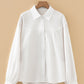 White Crinkled Texture Lantern Sleeve Button Down Loose Shirt