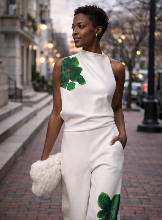 LaurenNichole Aura La’Vintage Floral Draped Pant Outfit