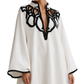 LaurenNichole La'Bond Noir Contrast Trim V-Neck Mini Dress S - 2X