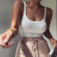 Versatile Sleeveless Ribbed Scoop Neck Bodysuit in 2 Colors