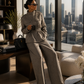 LaurenNichole La’Bond Wool Plaid Zip-Up Slim Waist Blazer with Wide Leg Trousers – Polished Workwear Outfit