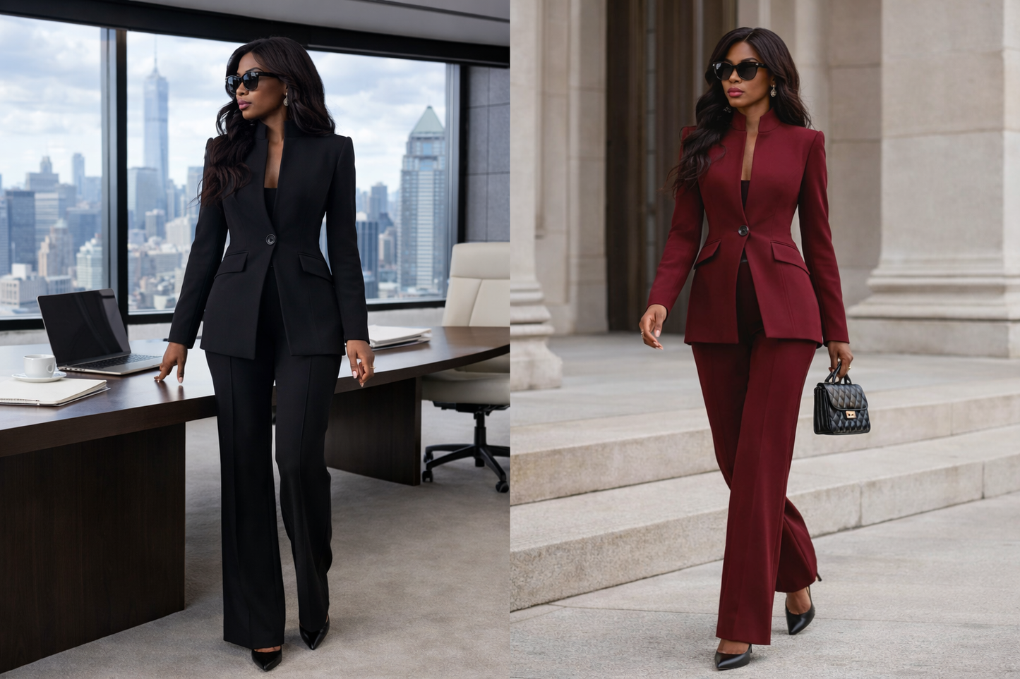 LaurenNichole La’Bond Tailored Power Blazer & Wide-Leg Trouser – Elegant Slim Fit Professional Suit