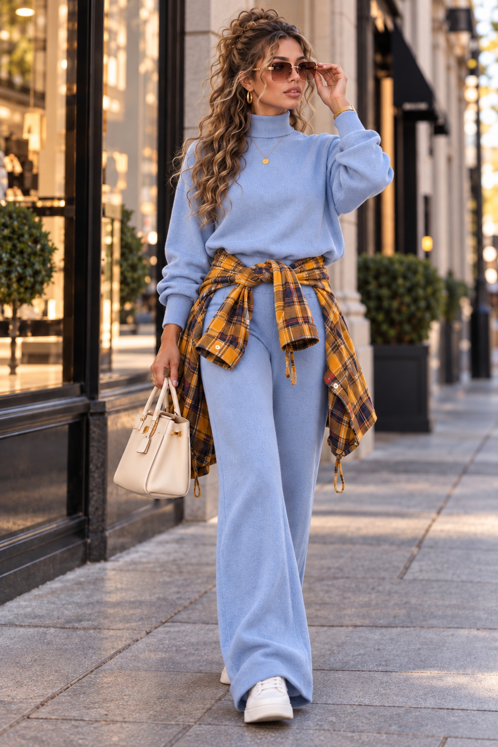 Daydream™ Oversized Plaid Comfy Hoodie Button-Up Shirt - One Oversized Fit