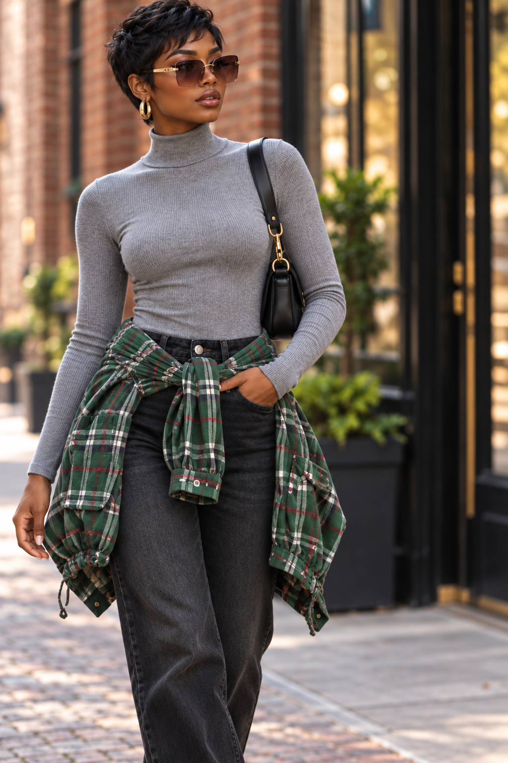 Daydream™ Oversized Plaid Comfy Hoodie Button-Up Shirt - One Oversized Fit