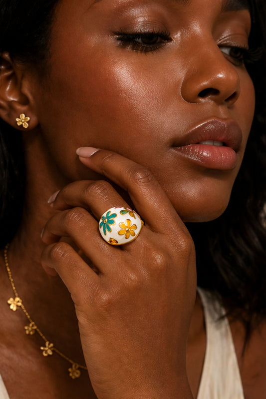 LaurenNichole Auré Chunky Gold Flower Ring – Tarnish-Free Statement Ring in 3 Sizes