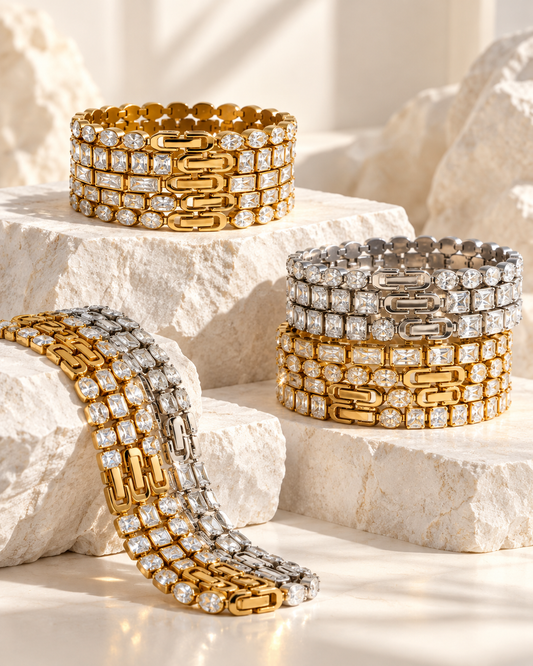 AURÉ™ Cubic Zirconia Chain Bracelet – Gold & Silver-Tone Styles