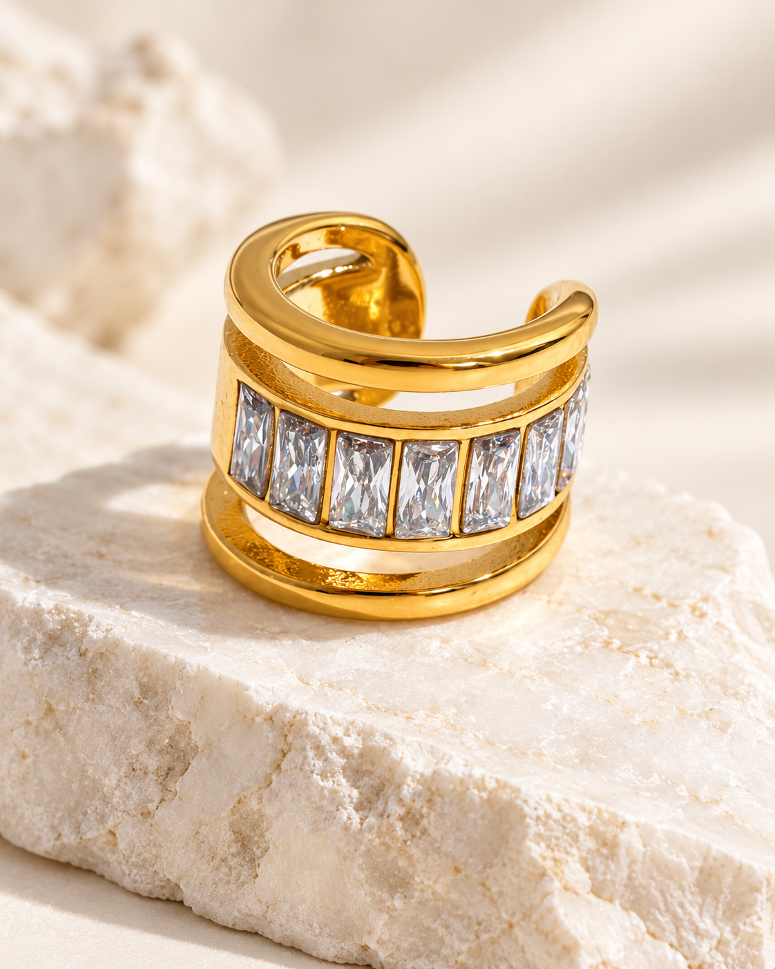 AURÉ™ Layered Cubic Zirconia Ear Cuff – Gold & Silver-Tone