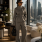 LaurenNichole La’Bond Wool Plaid Zip-Up Slim Waist Blazer with Wide Leg Trousers – Polished Workwear Outfit