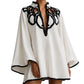 LaurenNichole La'Bond Noir Contrast Trim V-Neck Mini Dress S - 2X