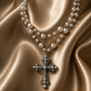 Luxurious Elegant Pearl Cross Necklace in 3 Colors