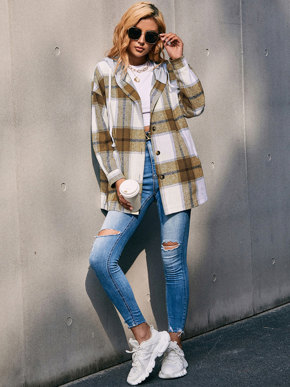 Plaid Boyfriend  Hoodie Jacket