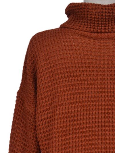 7 Cozy Waffle-Knit Turtleneck Sweater - One Size
