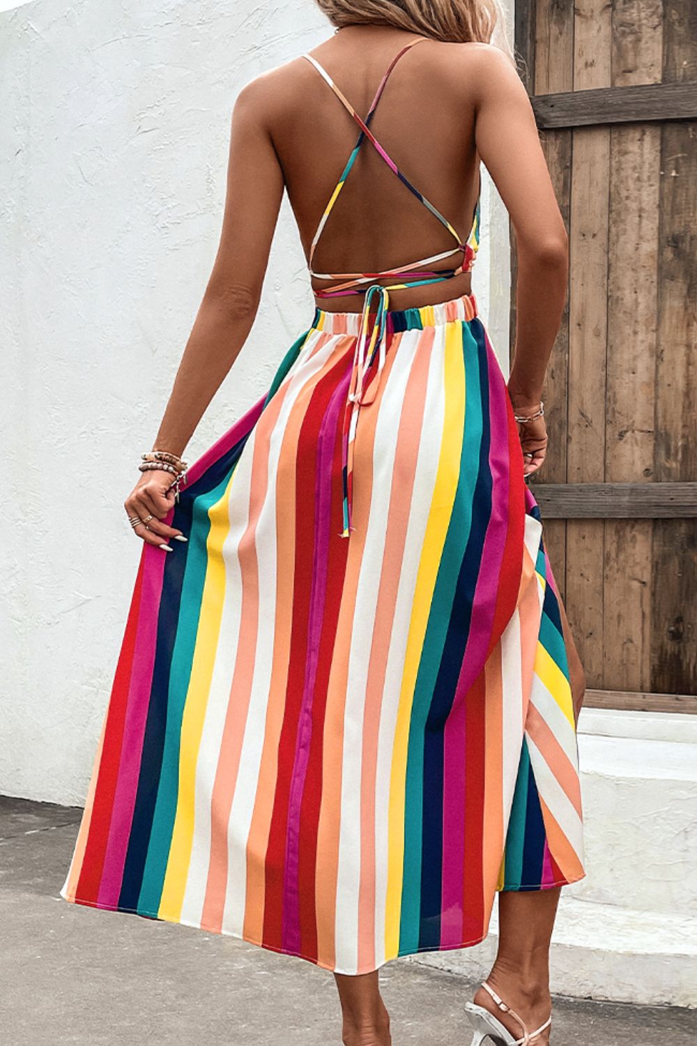 Stripe Crisscross Beach Dress ( 5 Colors / S - 2X )