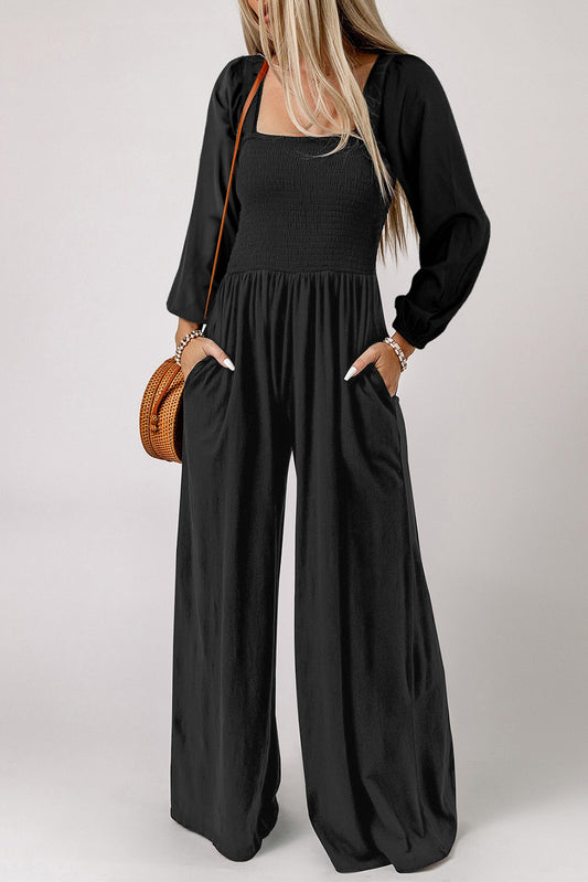 Square Neck Raglan Sleeve Jumpsuit