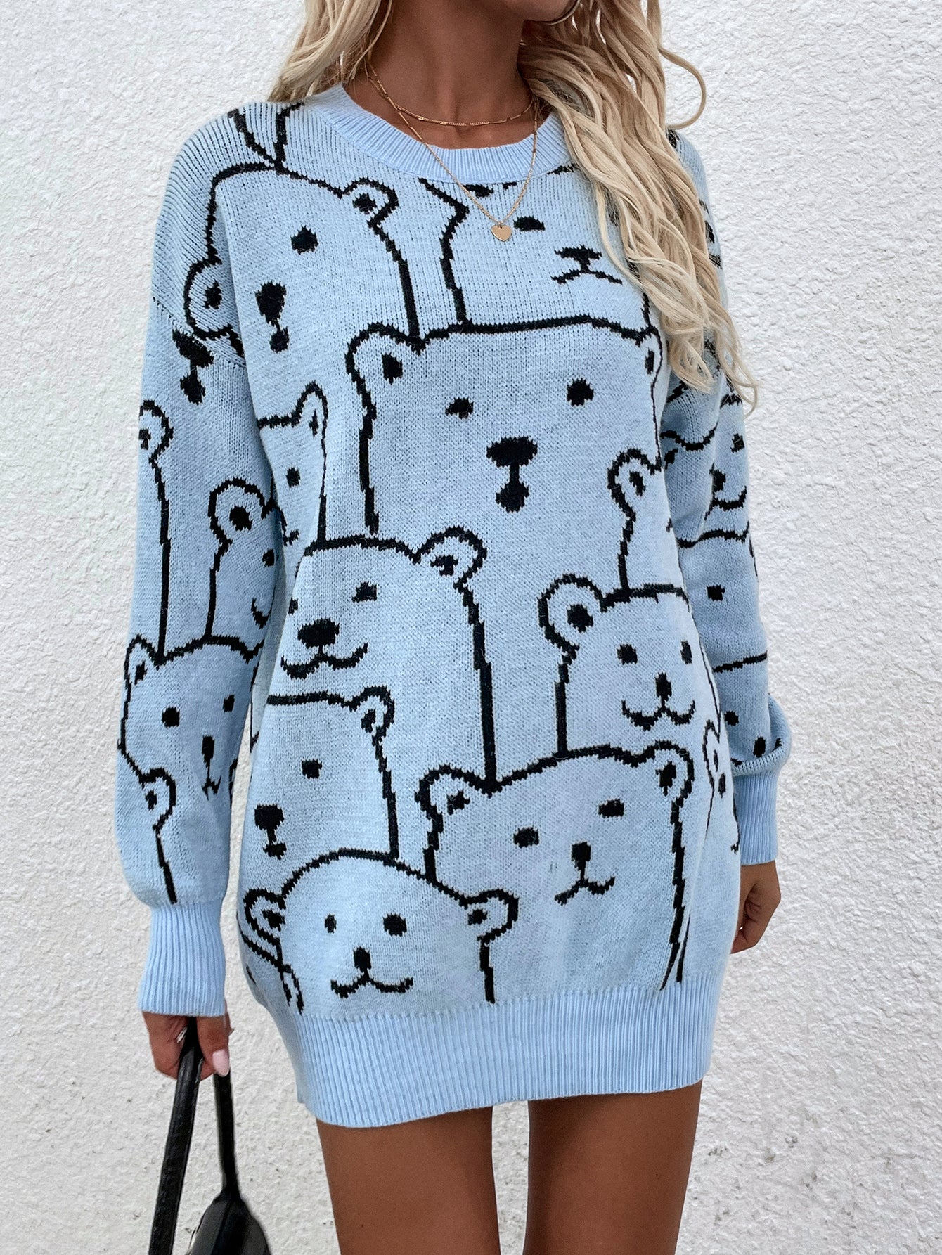 Bear Print Oversize Sweater (2 colors)