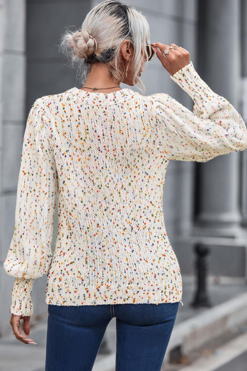 Cozy Cream Heathered Sweater ( S - 2X )