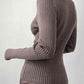 Johnny Collar Rib-Knit Top