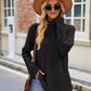 Ribbed Turtleneck Long Sleeve Slit Knit Top