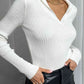 Johnny Collar Rib-Knit Top