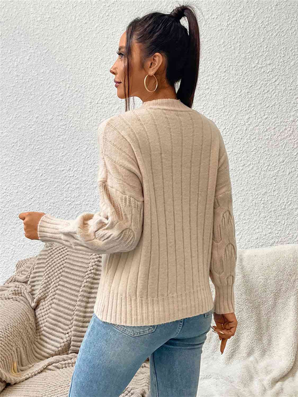 5 Round Neck Long Sleeve Sweater