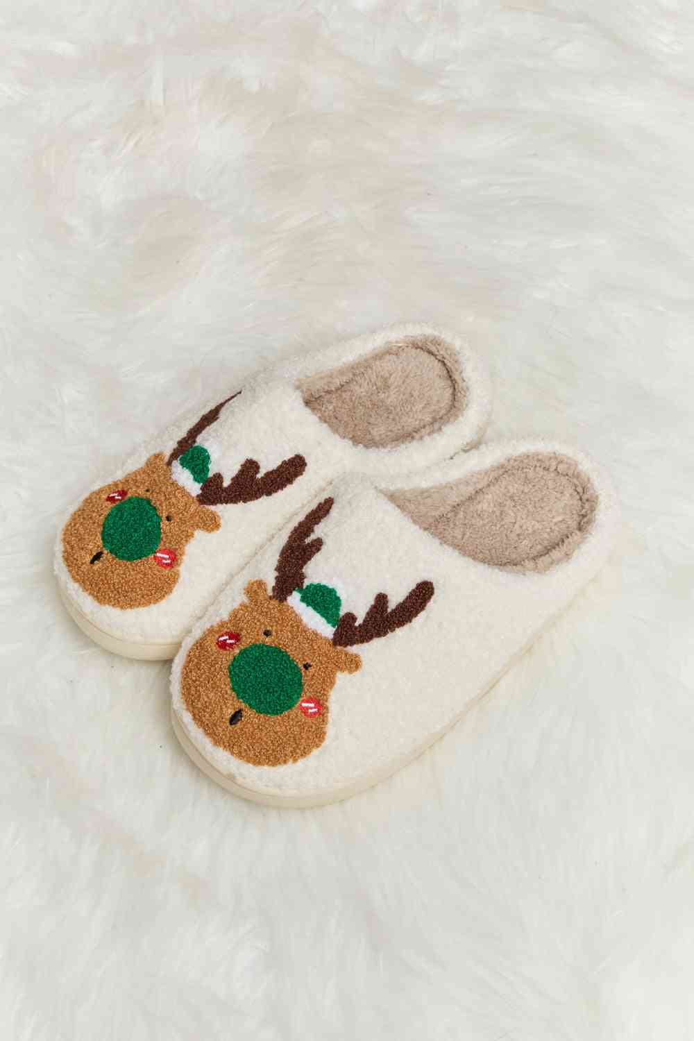 Comfy Plush Rudolph Slide Slippers