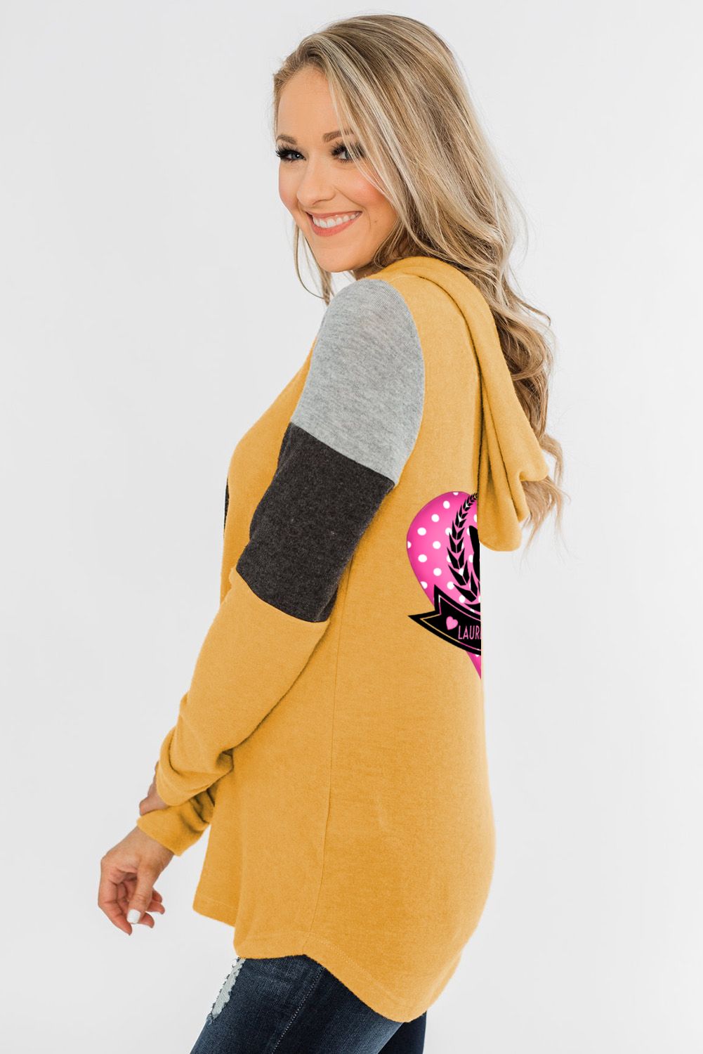 LaurenNichole Women's Soft Cozy Woolen Color Block Hoodie